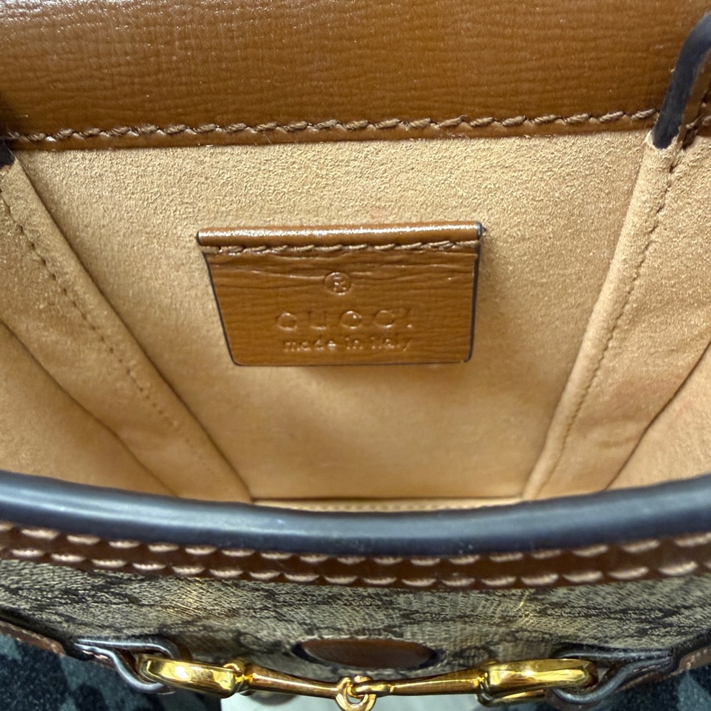 GUCCI 🐎 GG Supreme Canvas Horsebit 1955 Mini Crossbody Bag - Picture 11 of 16